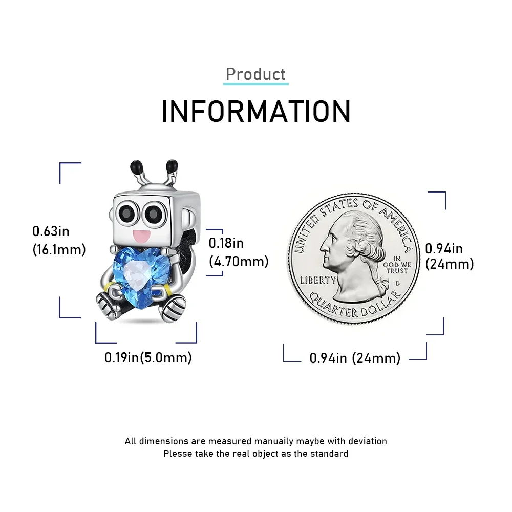 New 925 Sterling Silver Animal Bead Cat Wolf Bee Owl Heart Charms Fit Original Pendant Bracelet Necklace DIY Ladies Fine Jewelry view 6