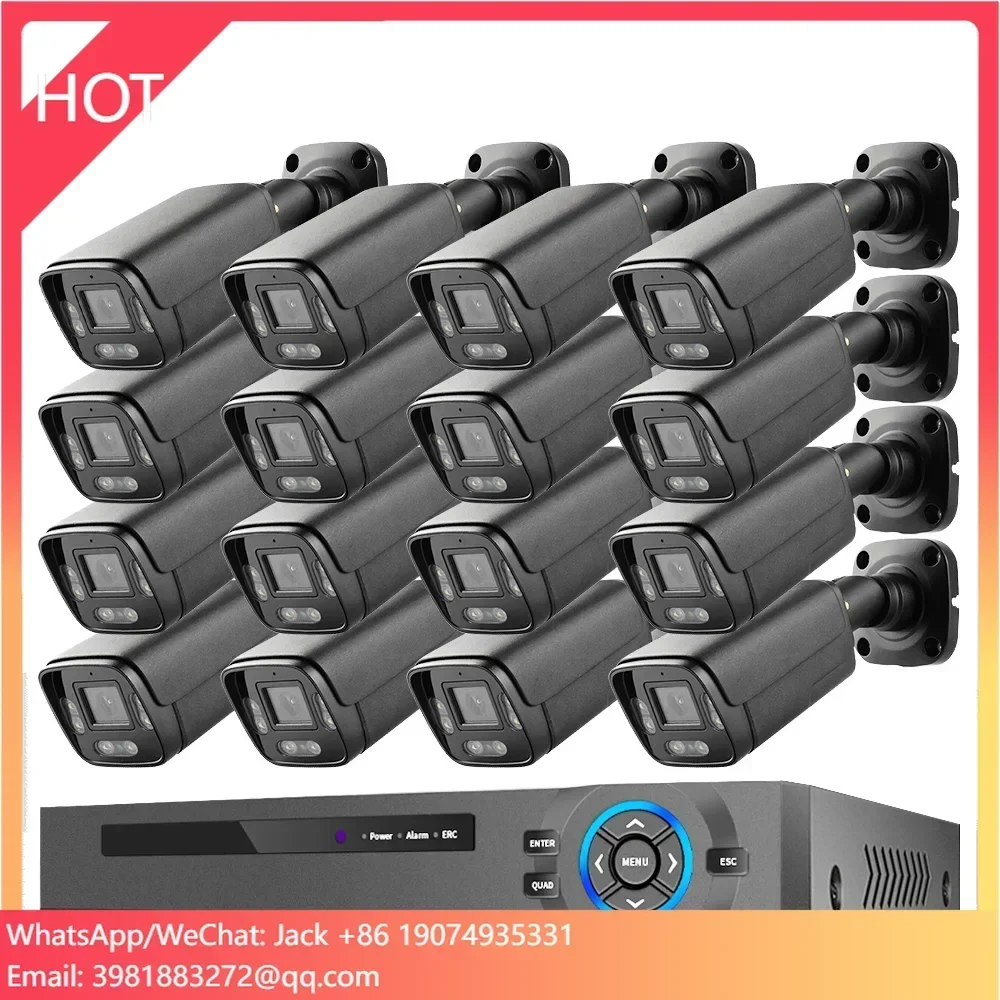 Precio al por mayor 16 canales detección facial al aire libre H.265 4K 8MP cableado POE IP red seguridad hogar sistema de cámara CCTV