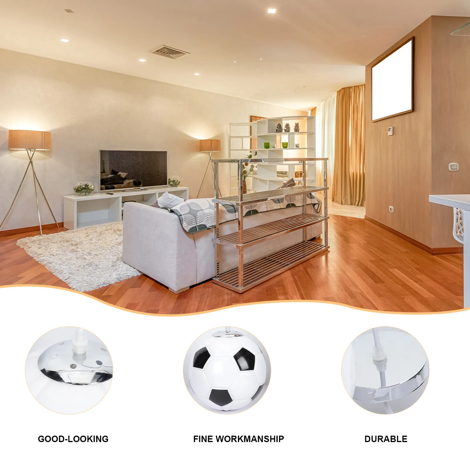 Football Glass Chandelier Stylish Hanging Lamp with Exquisite Craftsmanship for Living Room Bedroom Room Office Exhibition