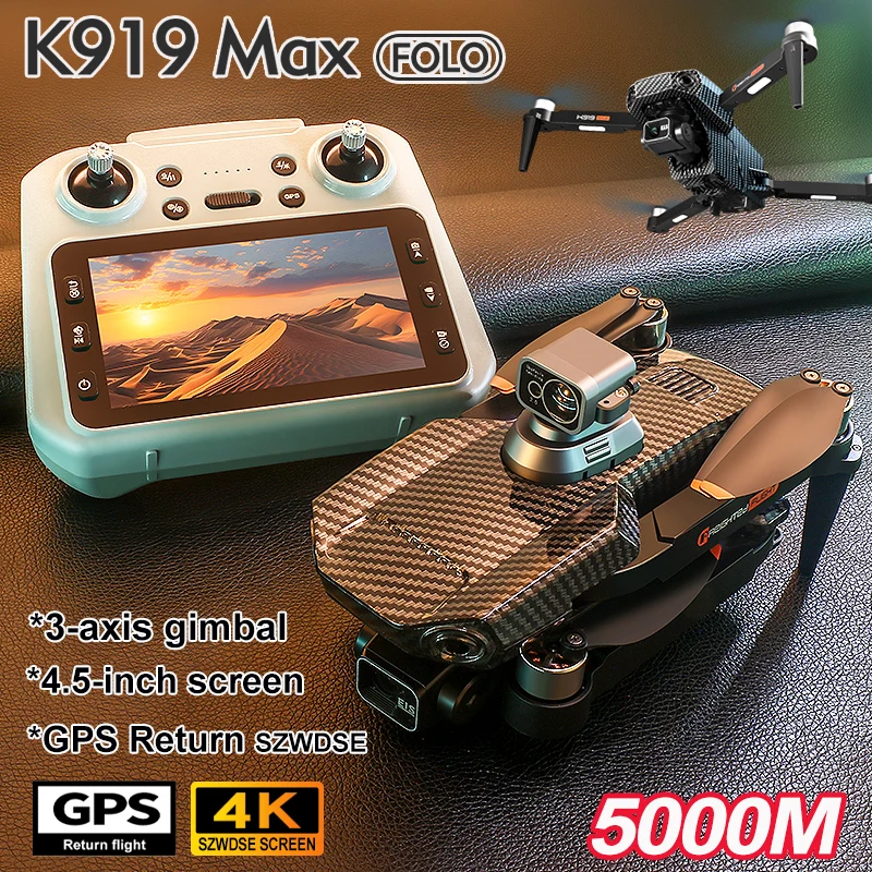 K919 MAX GPS Drone 4K Professional HD EIS كاميرا 3-Axis Gimbal جوي بدون فرش تجنب العوائق طائرات بدون طيار للمراقبة الأمنية #2