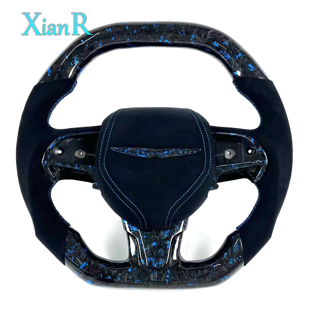 Customized Light Blue Forged Carbon Fiber Steering Wheel for Chrysler 300 300C Supports Customized Colors