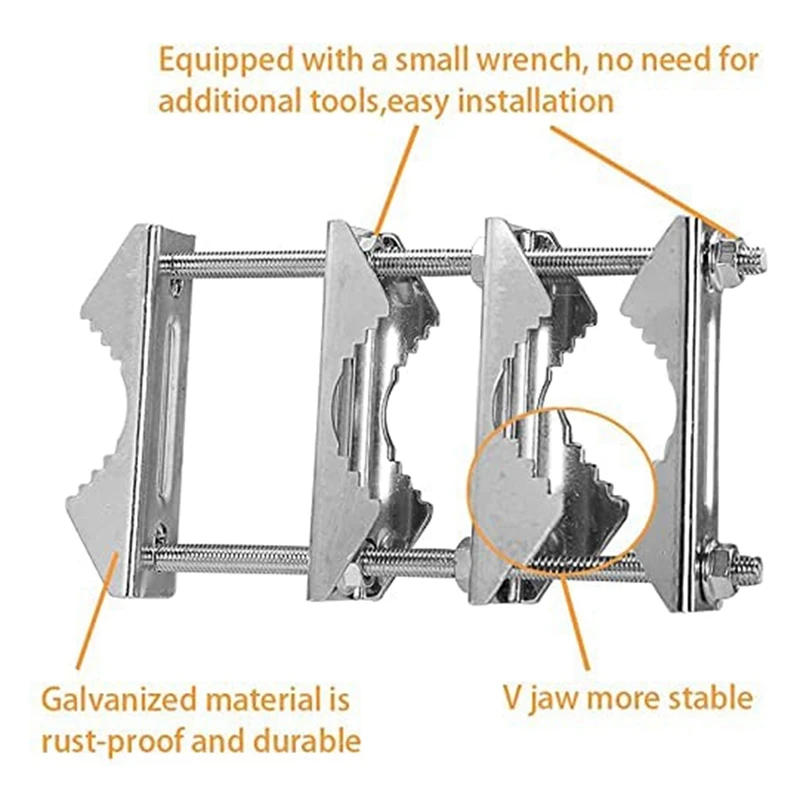 2 шт. двойной антенный зажим для мачты V-образный блок с болтами зажим для мачты для мачты, держатель для зонта для патио, сверхмощный столб для столба