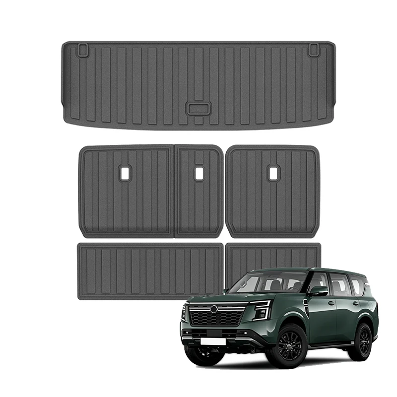 For Nissan Patrol Y63 Armada 2025-2026 Car Trunk Mat TPE All Weather Backrest Mat Waterproof Cargo Liner Anti Dirty Pads