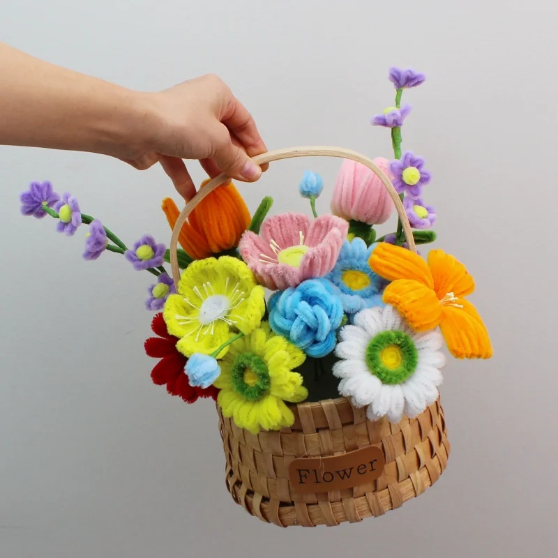 PIPE Gerbera Artificial Flower Basket Finished Handmaded Hellebore Flower Christmas‘ Day Gifts for Guests DIY Craft Home Direc