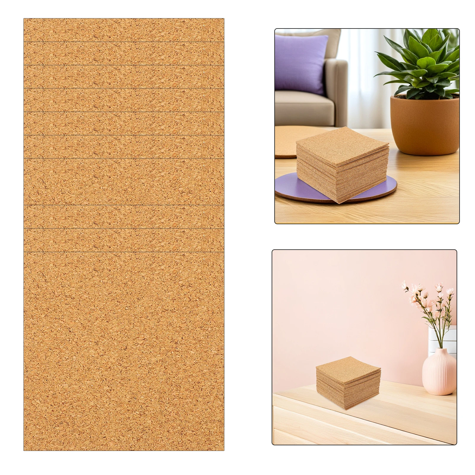 

40Pcs Self Adhesive Cork Board Squares Peel and Stick Cork Sheets for Office Kitchen Message Boards DIY Crafts Coasters