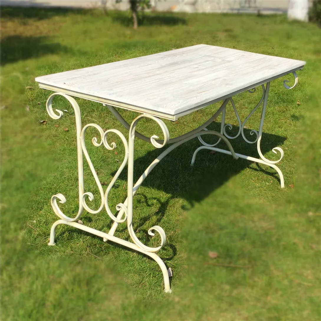 Modern minimalist metal wrought iron solid wood table old balcony leisure tea table outdoor tables