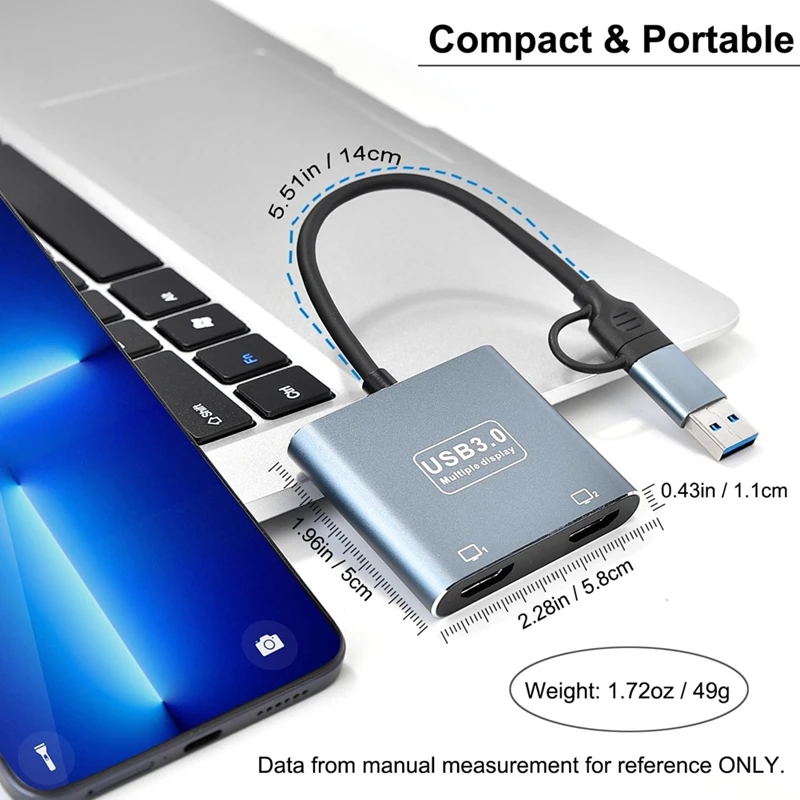 محول USB 3.0 أو USB C إلى - متوافق مع شاشات مزدوجة، محول رسومات فيديو عالمي لـ وABVP #3