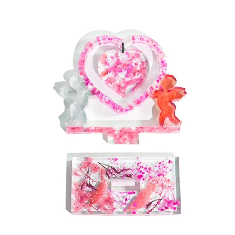 Craft Beautiful Resin Mold Heart Shaped Cupids Frames Resin Molds for Birthday Dropsale