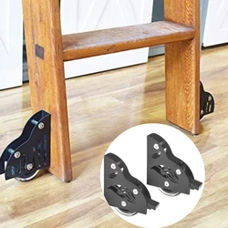 (2pcs) Sliding Rolling Library Ladder Floor Roller with Brake，Black/Stainless Steel