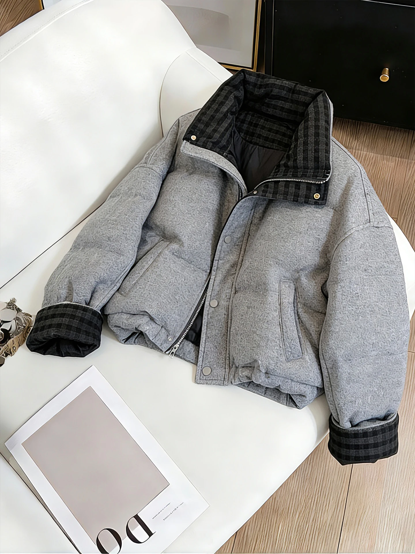 

Ретро шикарное лоскутное клетчатое хлопковое пальто Jaet ort с воротником-стойкой, мужское и женское осенне-зимнее универсальное хлопковое пальто небольшого размера