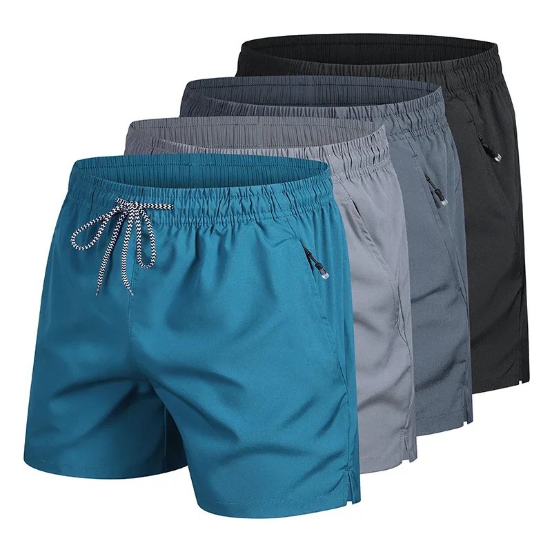 New Summer Men's Beach Shorts Models Solid Color Board Shorts Fashion Leisure Comfortable Elastic Waist Double Pockets Cool