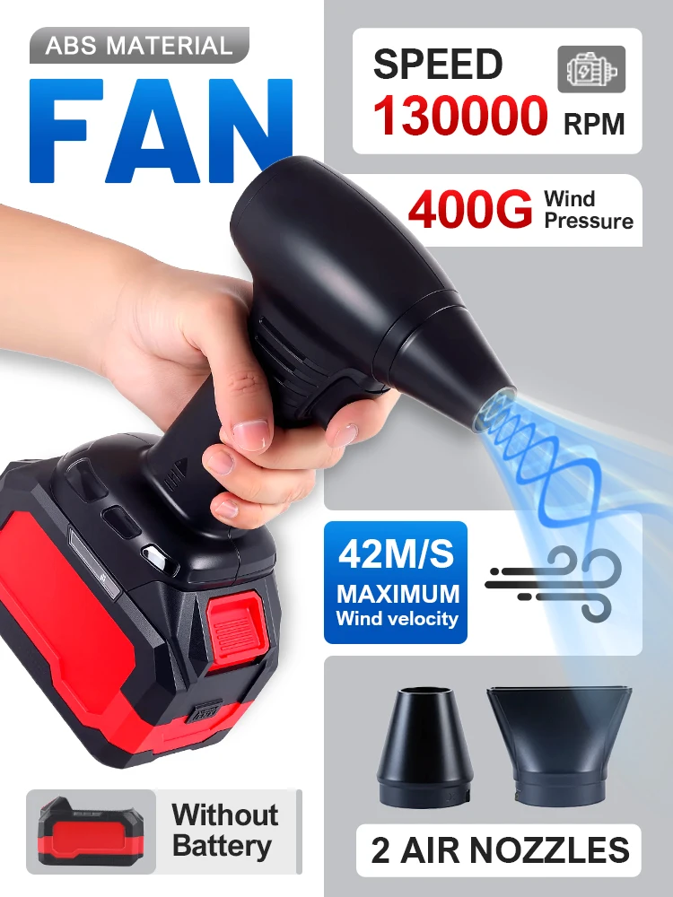 

High Power 420W Turbofan Handheld Jet Fan with 400g Thrust and Stepless Speed for Makita Battery Leaf Blower