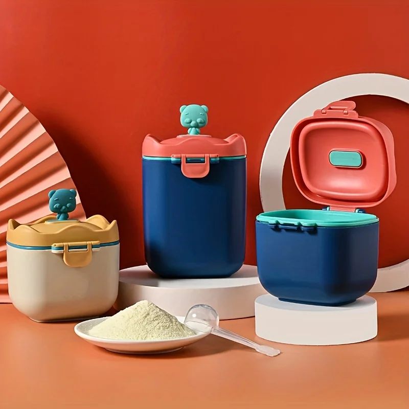 

1pc portable children's formula dispenser - leak proof, reusable milk powder container with spoon and handle, easy to carry out,