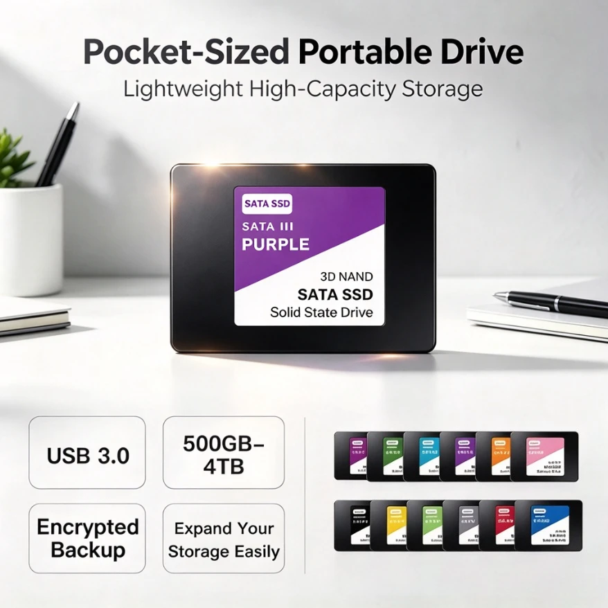 Original 013 SSD Purple 2.5 Inch SATA3 High Speed 3D NAND Internal Solid State Drive 2-4TB for Laptop Desktop Gaming PC Upgrade
