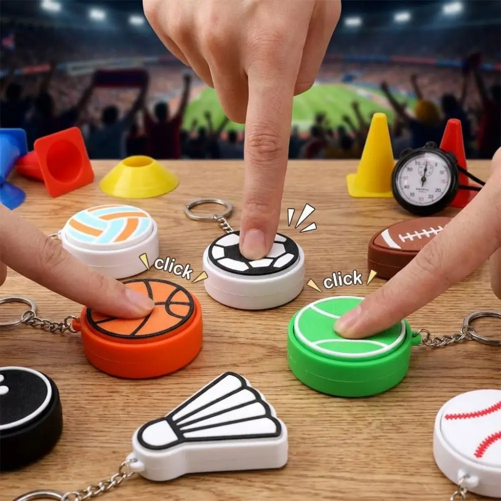 3D Printed Sports Balls Clicker Key Chain Sport Theme Basketball Baseball Button Balls Key Chain Cartoon Football Tennis