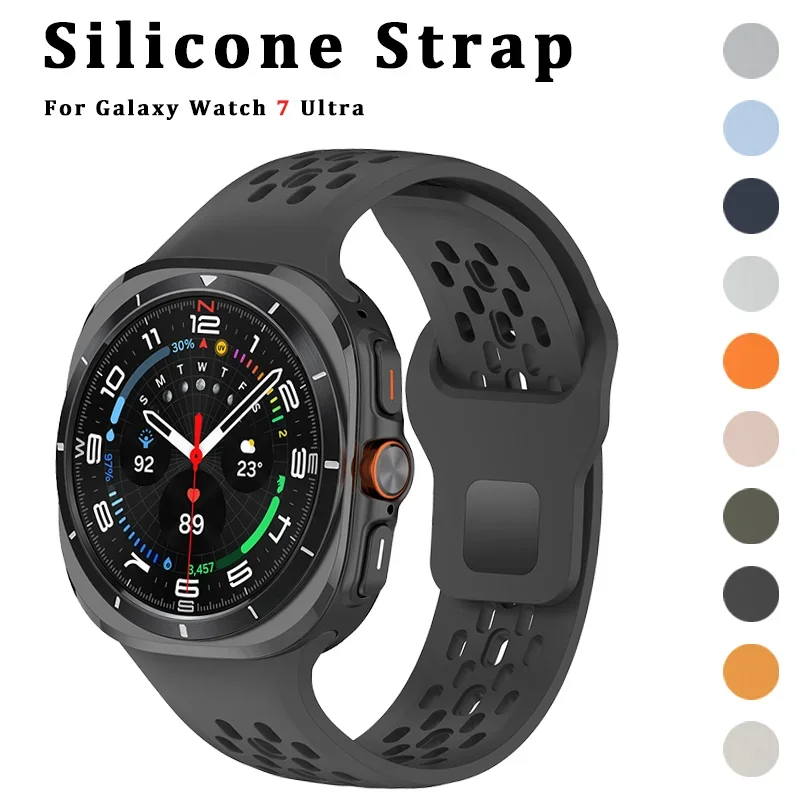 Soft Breathable Silicone Band for Samsung Galaxy Watch 7 Ultra 47mm Sports Loop Strap No Gaps Bracelet for GALAXY 7 ULTRA 47MM