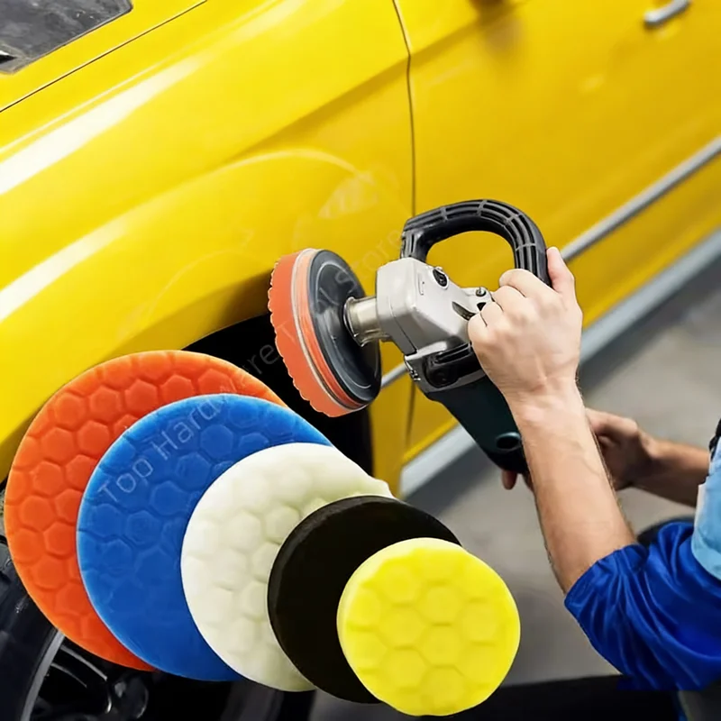 

5Pcs 3/4/5/6/7 Inch Polishing Pad Kit Polisher Waxing Pads Buffing Kit For Car Polisher Sponge White Blue Yellow Black Orange