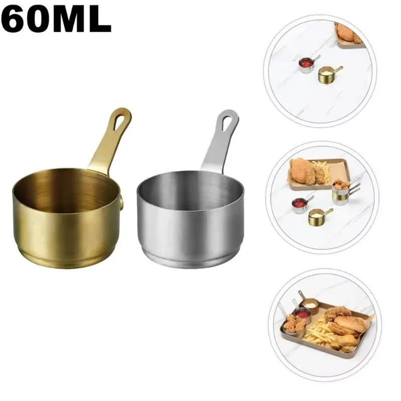 Olla de 60ml para salsa, sartén para leche de acero inoxidable, mini sartén para salsa, sartén para salsa, cacerola, olla de cocina antiadherente