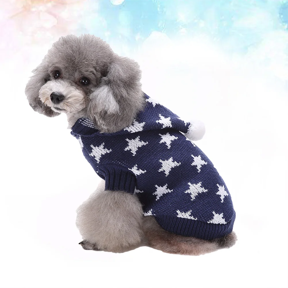 

Christmas Pet Sweater Dog Snowflake Design Durable Outdoor Wear Puppy Party Clothes Comfortable Dog Christmas Costume Blue