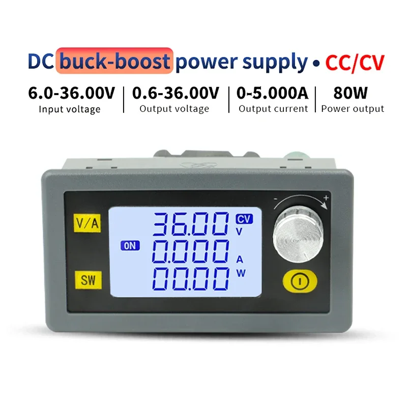 80W 5A Buck Boost Voltage Regulator Adjustable Variable DC 0.6-36V CC CV Digital Laboratory Converter Power Supply