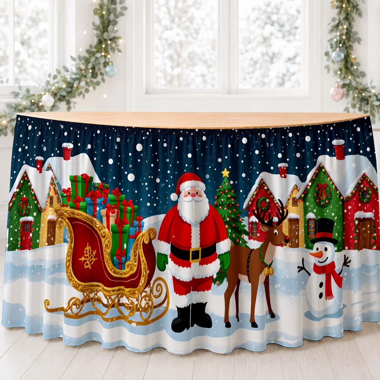 Christmas Winter Wonderland Party Tablecloth Table Cover for Holiday Season Celebration - 1 piece