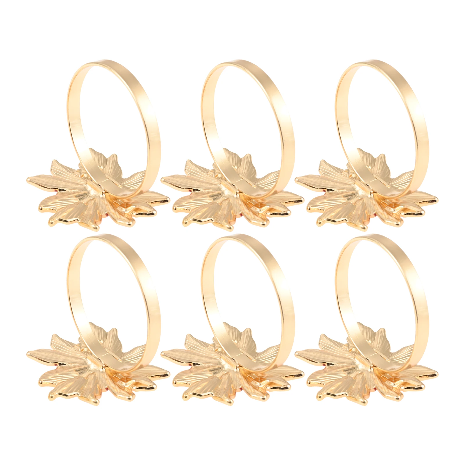 6Pcs Napkin Rings Gold Accessories Suitable for Baby Shower Business Dinner Fellowship Reunion Wedding Reception Party Banquet