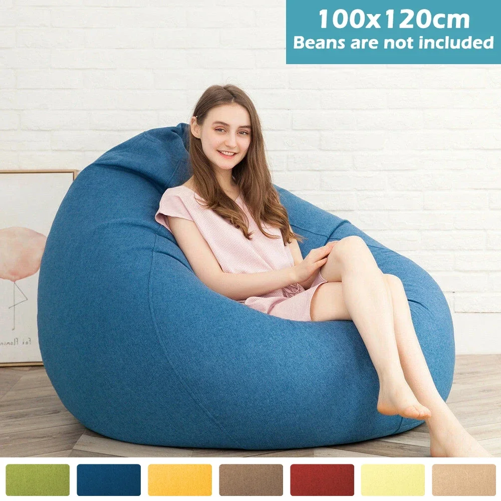 

Imitation Cotton Fiber Bean Bag Cover Without Filler Lazy Lounger High Back Large Bean Bag Capa De Sofa Couch Covers for Sofas