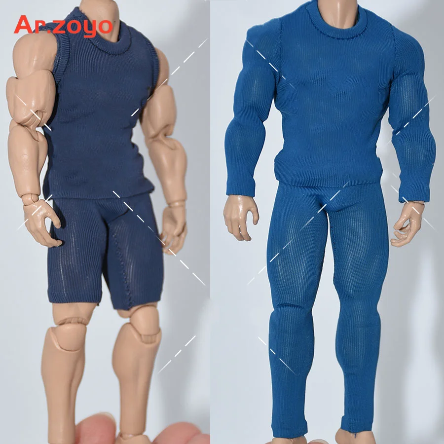 1/12 Men Soldier T Shirt Vest Boxer Briefs Soft Sexy Shorts Underpants Long Pants Bottom Shirt For 6'' Action Figure Body Dolls