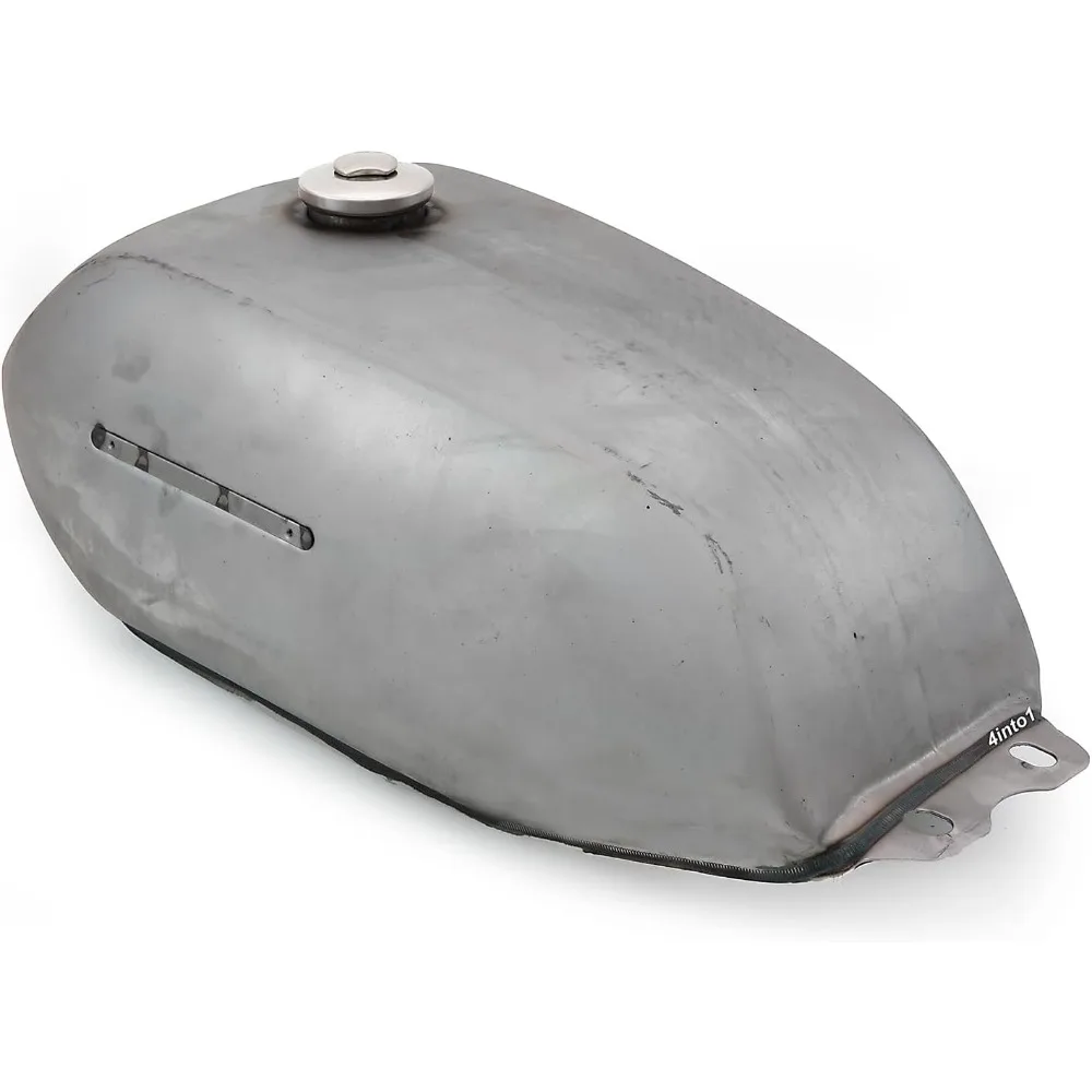 3.2 Gallon Raw Steel Motorcycle Fuel Tank, 12L Capacity