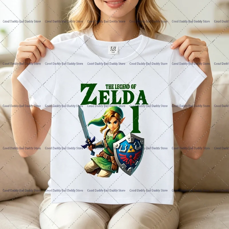 Game The Legend of Zelda Number T-shirt Birthday Tops Party Wear Boys White Tee Short Sleeve Cotton Kids Cartoon Anime Clothes