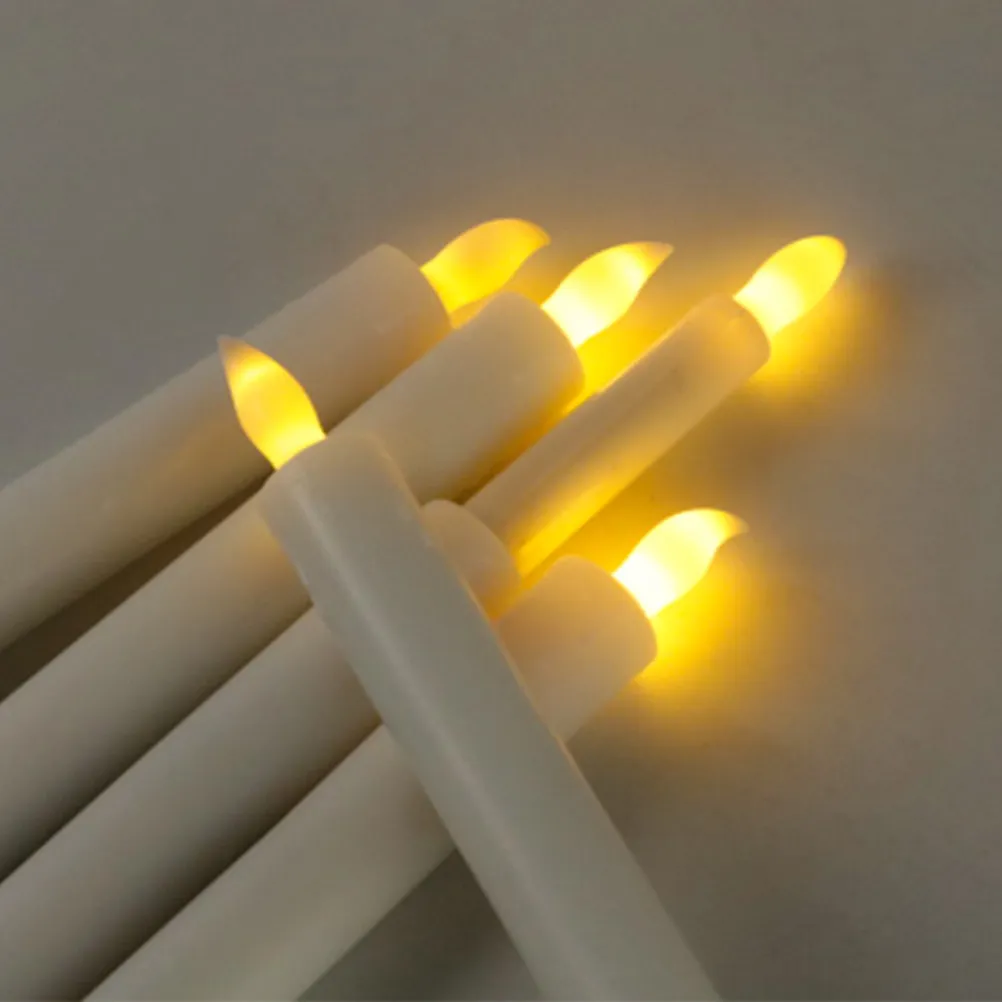6Pcs LED Electronic Candles Long Flameless Lights Decorative Lamps for Halloween Valentine Christmas Party