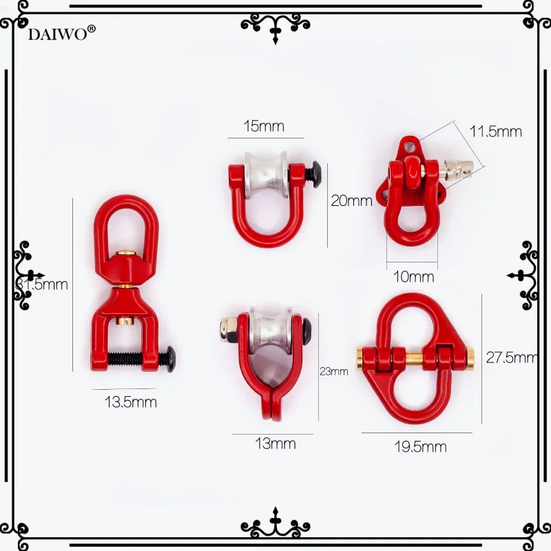 Metal Trailer Towing Buckle Tow Shackle Hook Decorations for 1/10 RC Rock Crawler Car Axial SCX10 Traxxas TRX4 D90 YIKONG D110