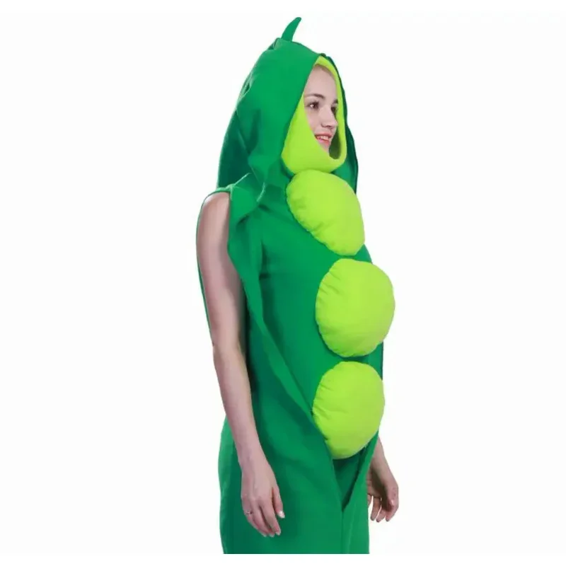 Cosl120 Funny Party Halloween Costume for Adults Green Pea Pod Costume Women Cosplay Hooded Jumpsuit Cute Christmas Clothes