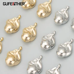 Gufeather md57, schmuck zubehör, 18k gold rhodiniert, kupfer, charms, handgemacht, diy ohrring halskette, schmuck machen, 4 teile/los