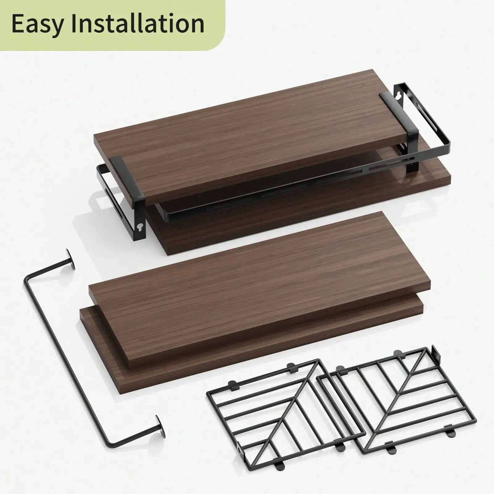 3+1 Tier Wall Mounted Bathroom Shelves Over Toilet, Bathroom Organizer Storage, Room Decor, Floating Shelves, Rustic Wood Floating Shelves With Metal Frame And Towel Bar For Bathroom, Kitchen, Bedroom, Living Room