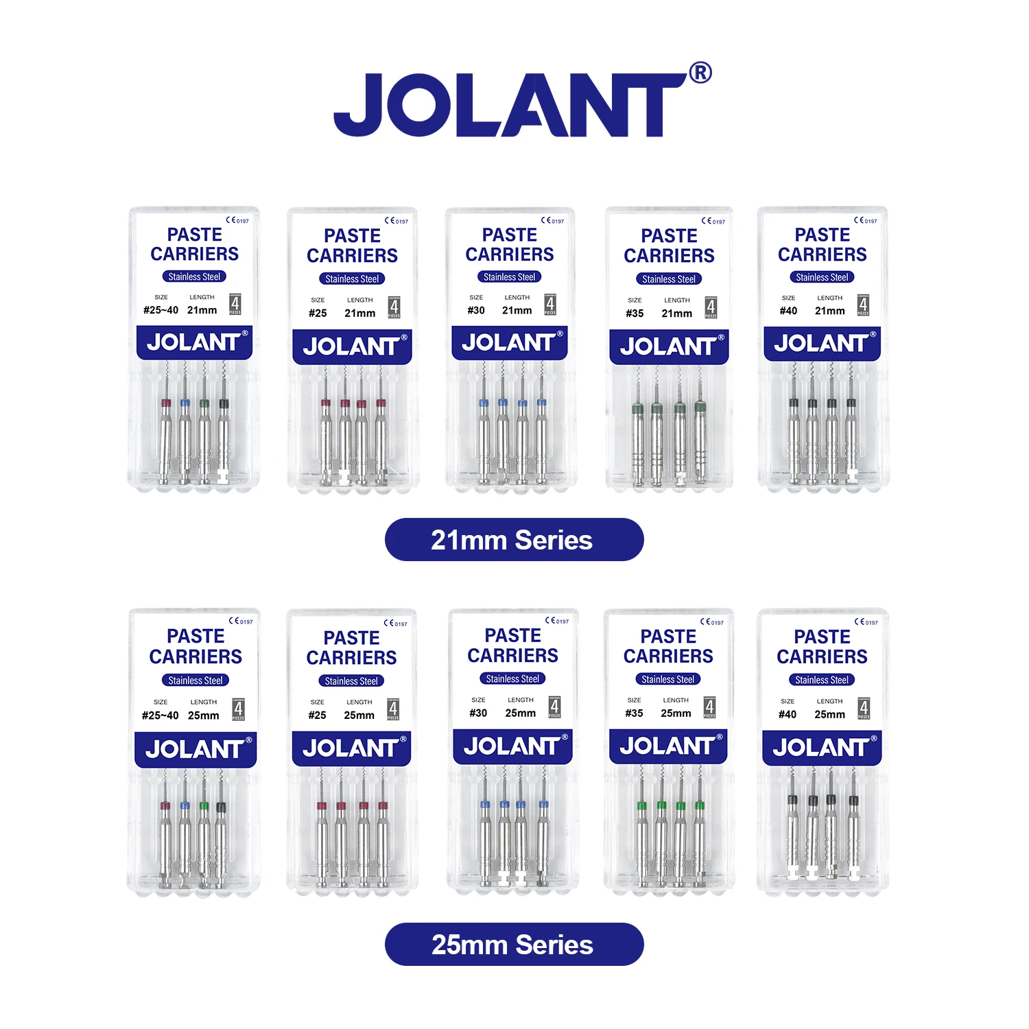 JOLANT Dental Paste Carriers Root Filler Lentulo 21mm 25mm Assorted #25-40 Endodontics files Dental Instruments Channel Spiral