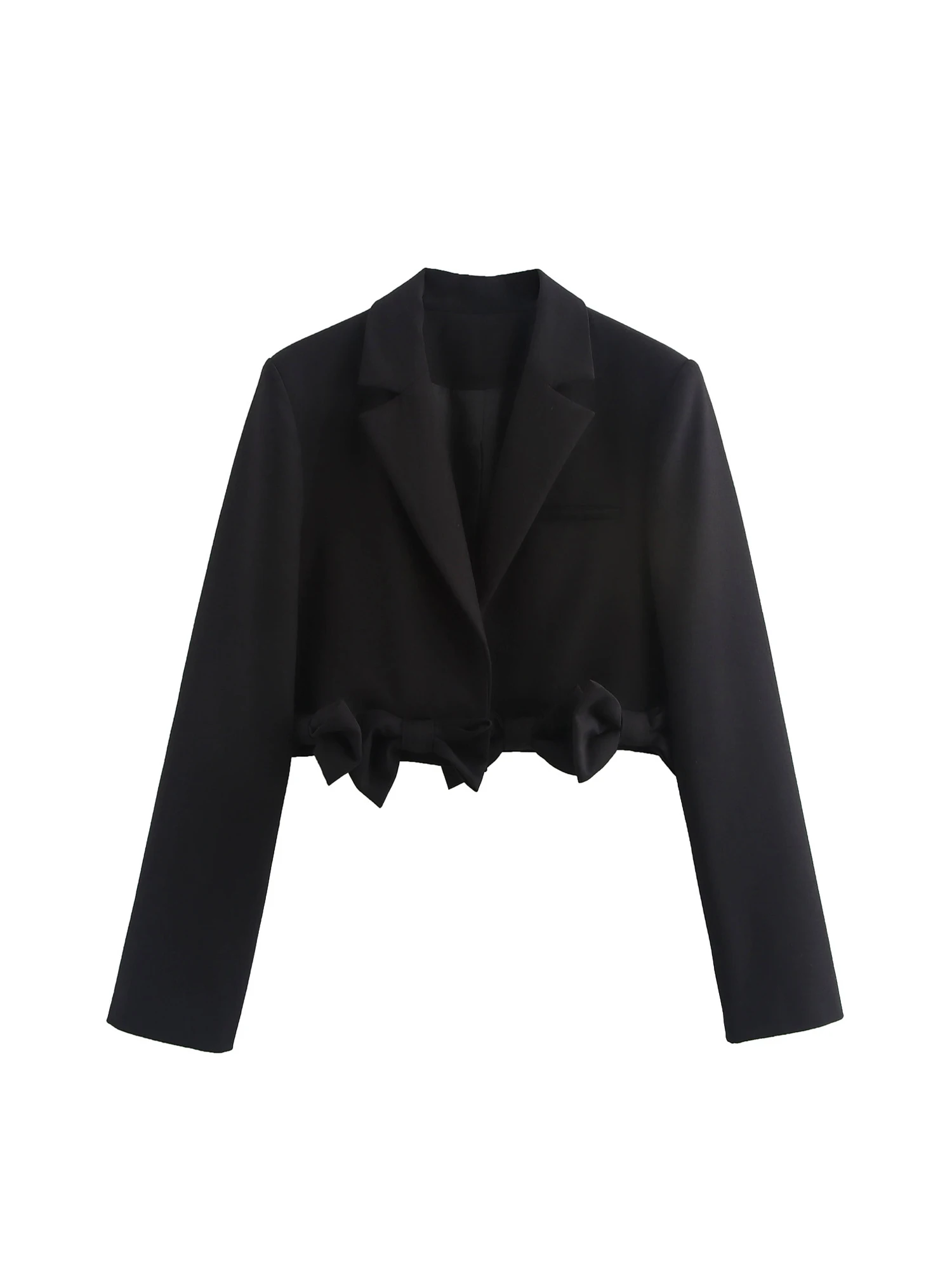 Women's Black Gothic Emo Cropped Bow Blazer Jacket Y2k 2000s Vintage Suit Coat Long Sleeve Single Breasted Outerwear Autum 2025