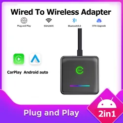 NEW 2in1 Wireless CarPlay Android Auto Wireless Adapter Smart Mini Box Plug And Play WiFi Fast Connect Universal for Car Wired