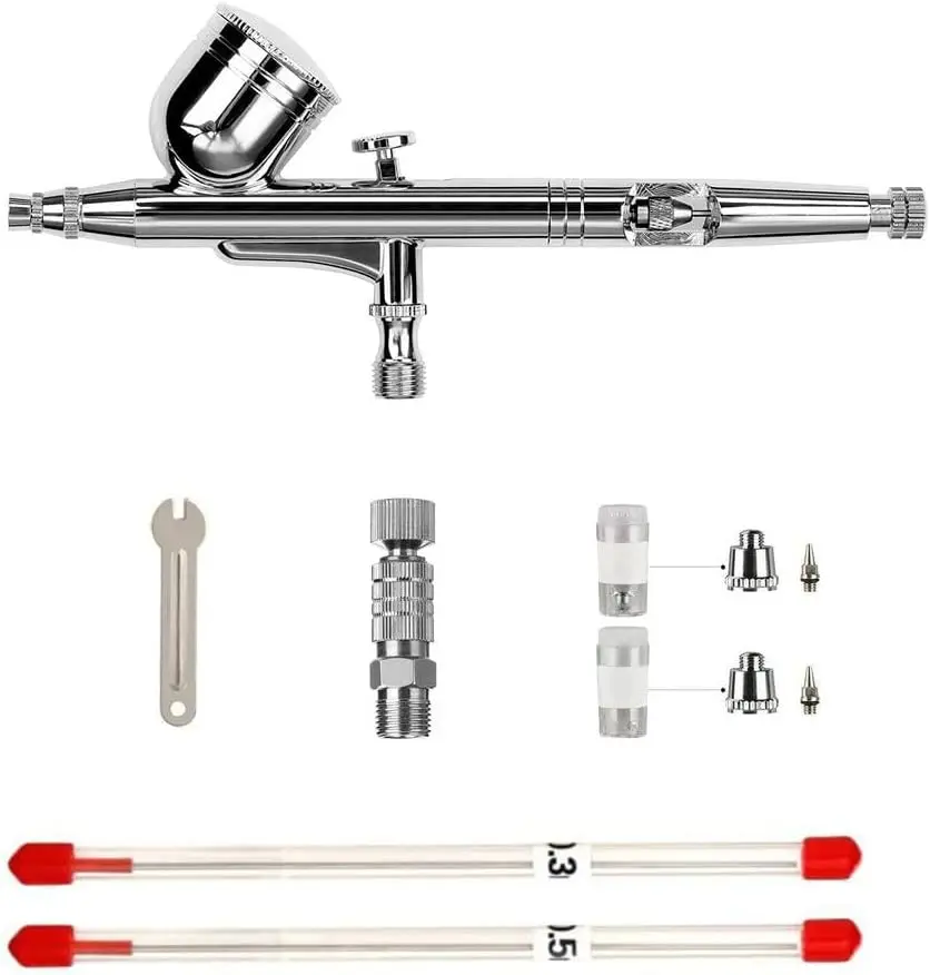 Joystar 0.2/0.3/0.5mm Dual-Action Gravity Feed Airbrush Gun Airbrush Spray Gun Nail Painting Kits with Quick Connector