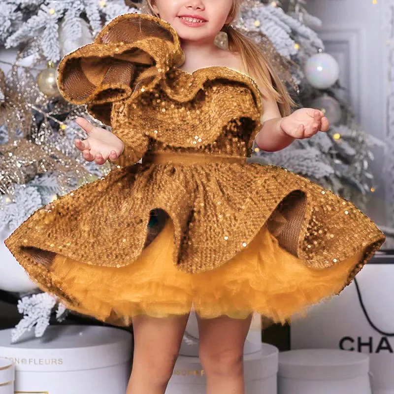 Baby Girls Dress 1st Birthday Party Wedding For Girl Princess Sequins beaded cake Halloween kids es girl outfit