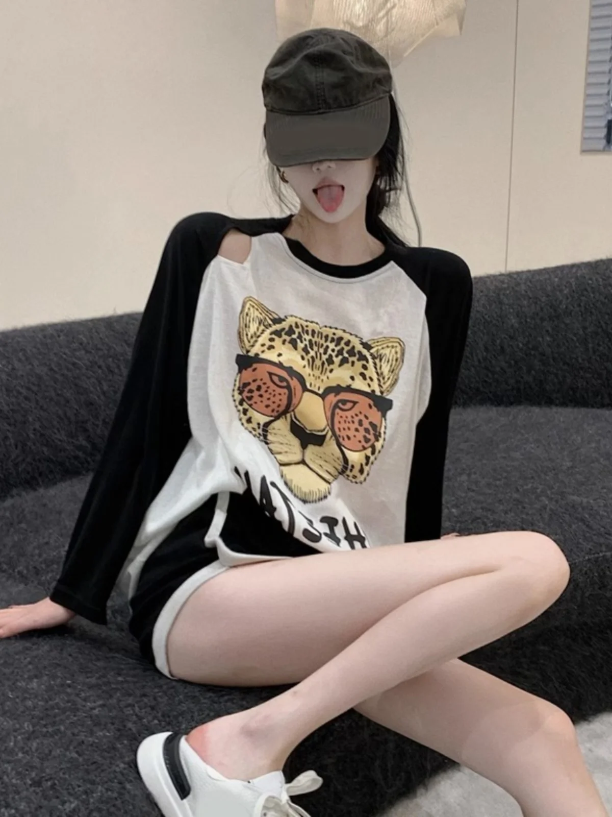 

plus Size Women's T-irt Korean Sle Loose Fit Base irt Inner Wear Casual Long Sve round Ne Top for Heavy Women