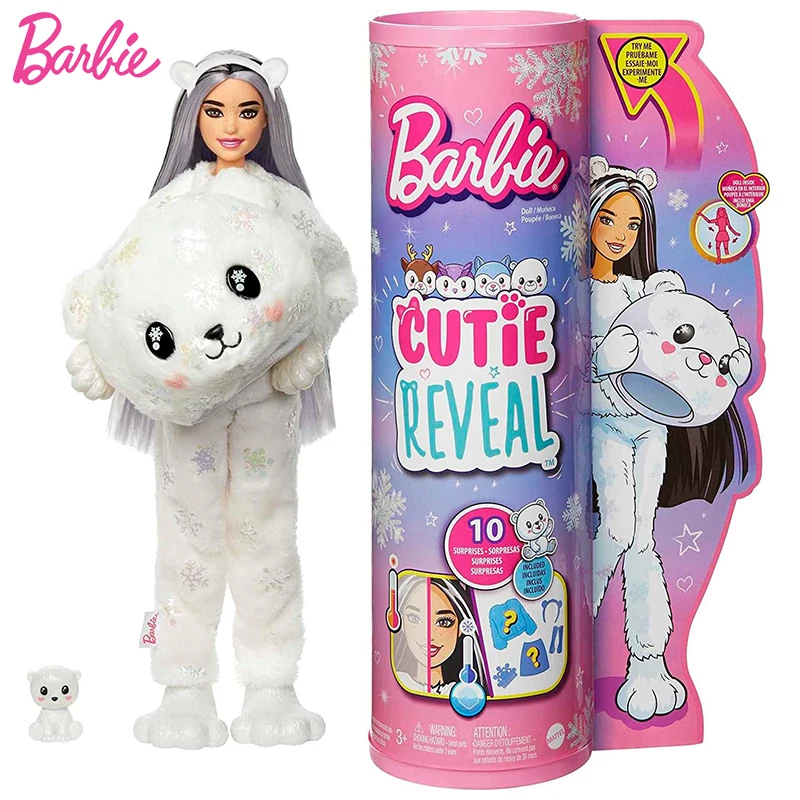 Original Barbie Puppen Cutie Offenbaren Haustiere Polar Bär Lama Einhorn Fantasie Farbe Ändern