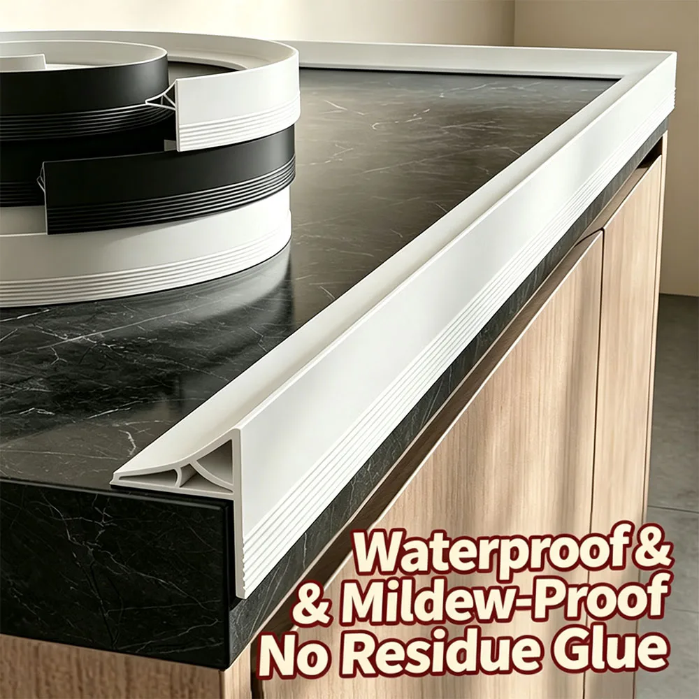 Silicone Water Barrier Strip Double-Rib Water Stop Dam Strip for Kitchen Sink Shower Vanity Edge Waterproof Sealing Guard