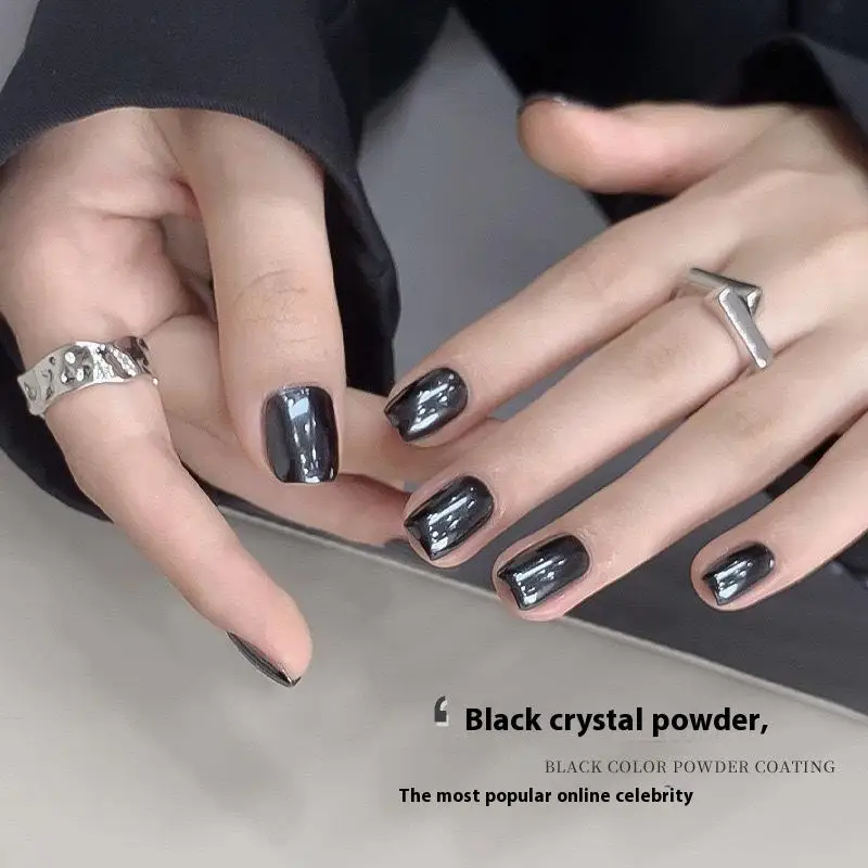 Black Crystal Coated Glitter Sequin Highlight Shine Nail Charm Nail Decoration Nail Salon Manicure Supplies