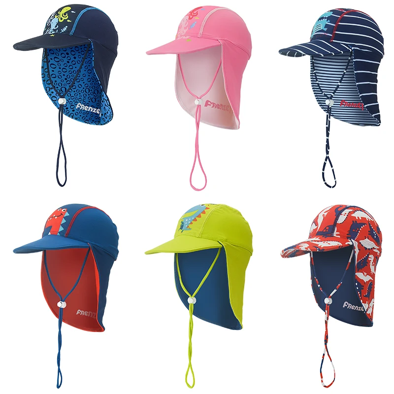 Sombrero de playa con protección solar para niños y niñas, gorro de natación con protección UV, transpirable, para el cuello, para exteriores, de 1