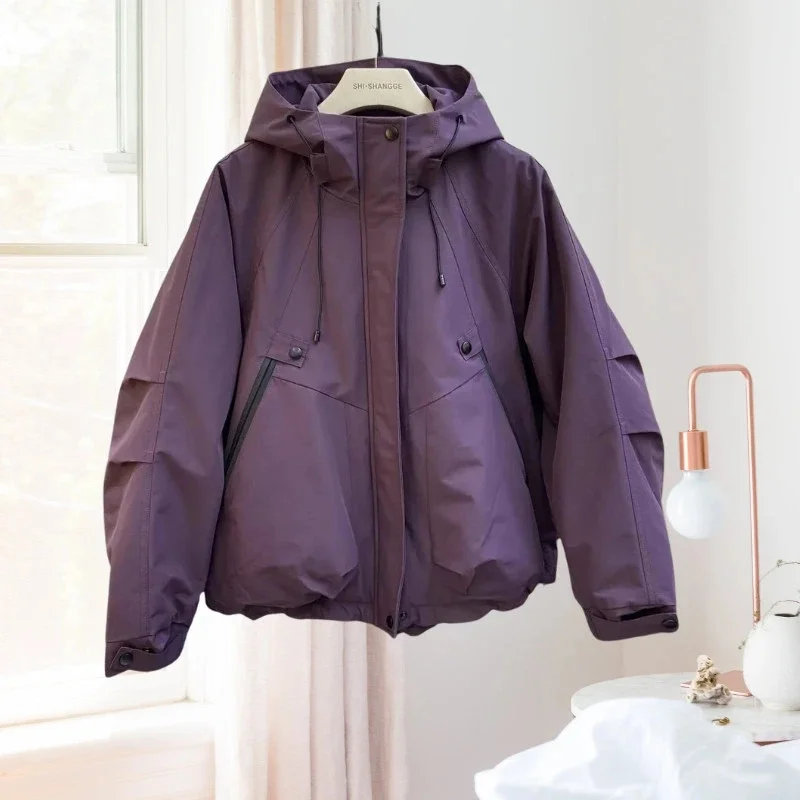 

Spring and Autumn Season 2025 New Jacket for Women's Short Jacket Design Sense Hooded Trendy Cool Short top for Women Commuting