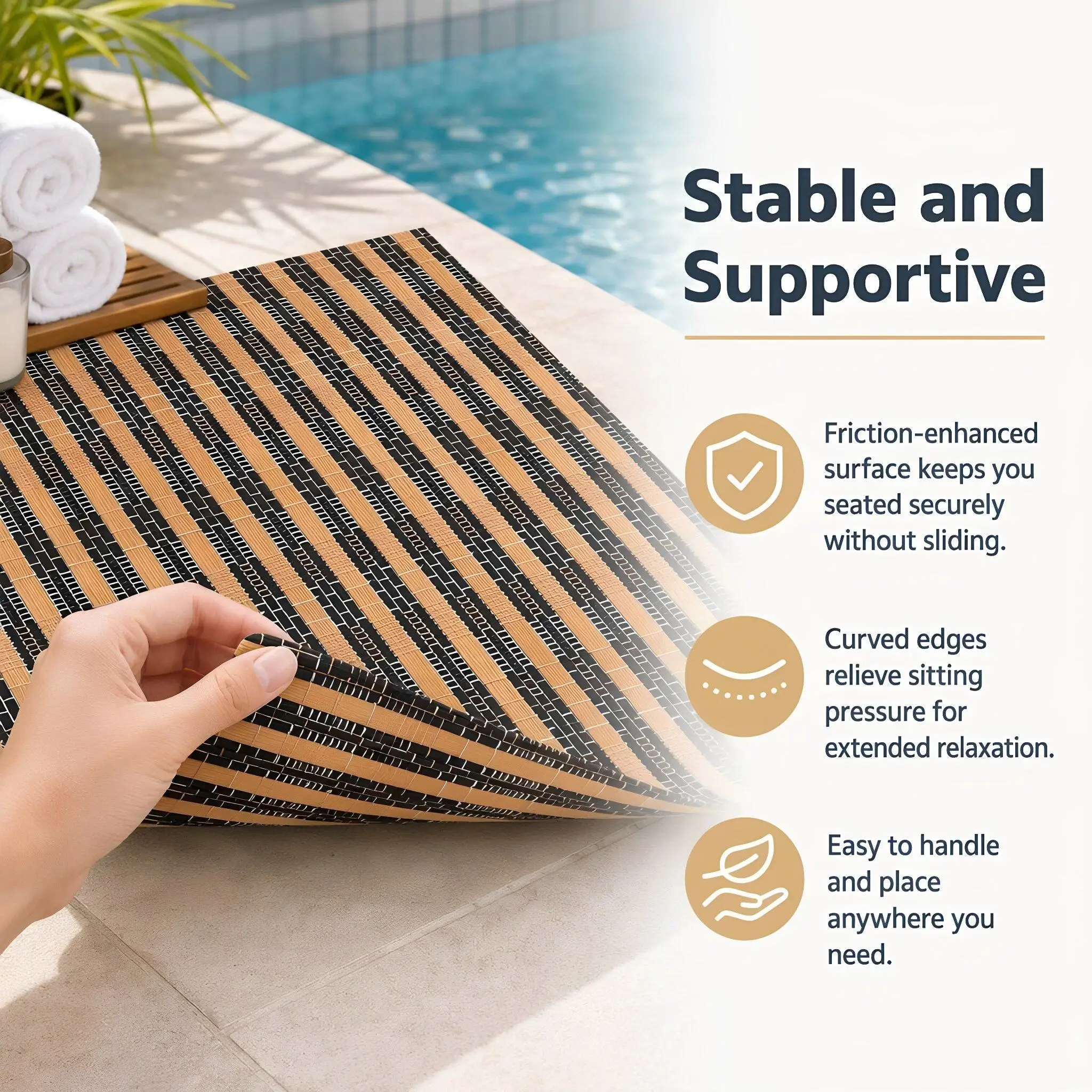 2 Pcs Natural Bamboo Bath Mat - Bamboo Bath Mat 评论和价格
