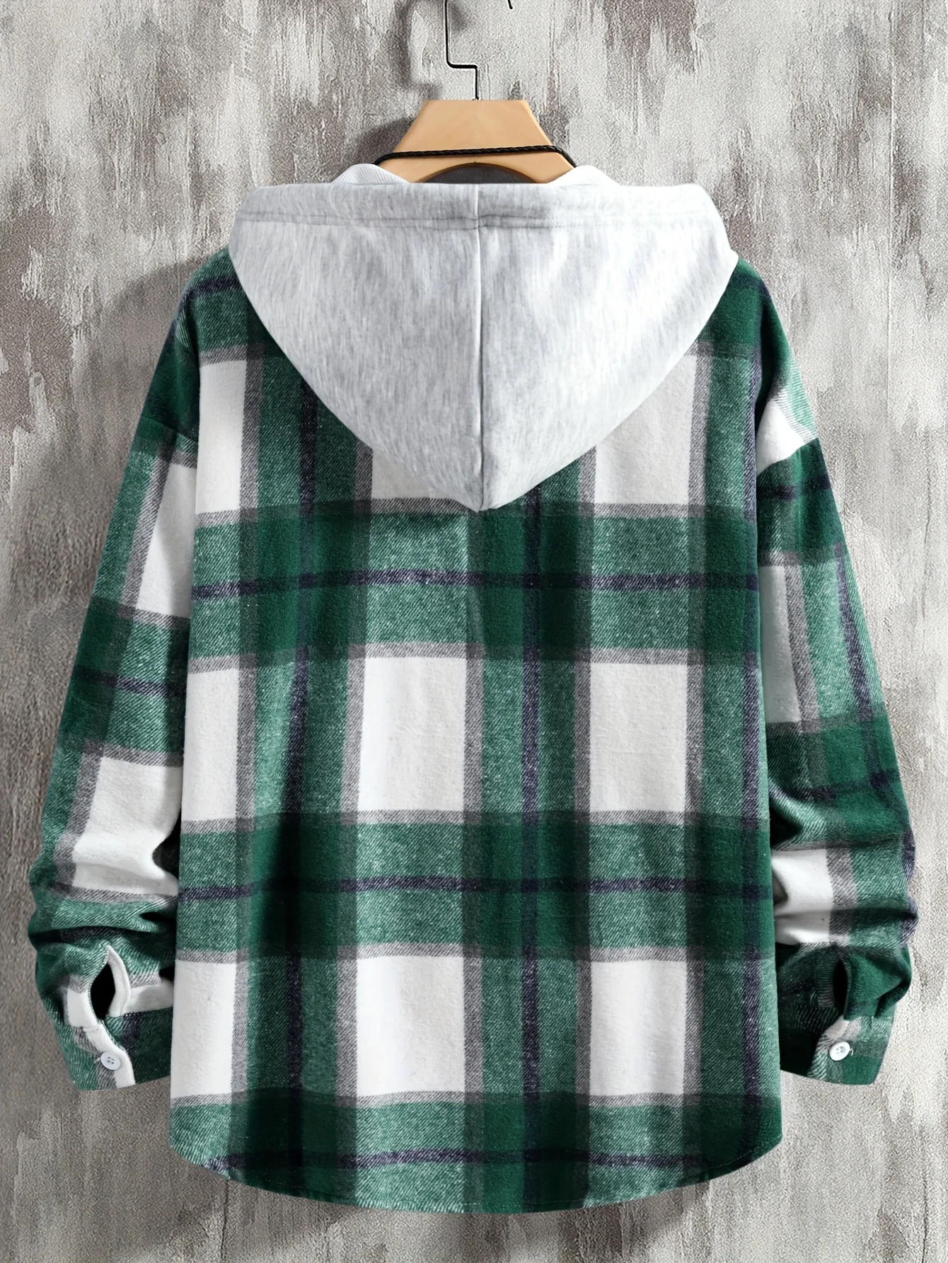 남성용 후드 체크 무늬 긴 소매 셔츠 재킷 가을 겨울용 캐주얼 패션 겉옷