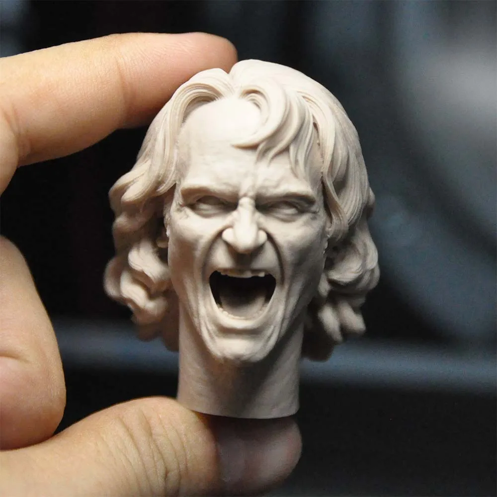 

1/6 Scale Unpainted Crazy Laughing Arthur Fleck Happy Head Carving Model Toys