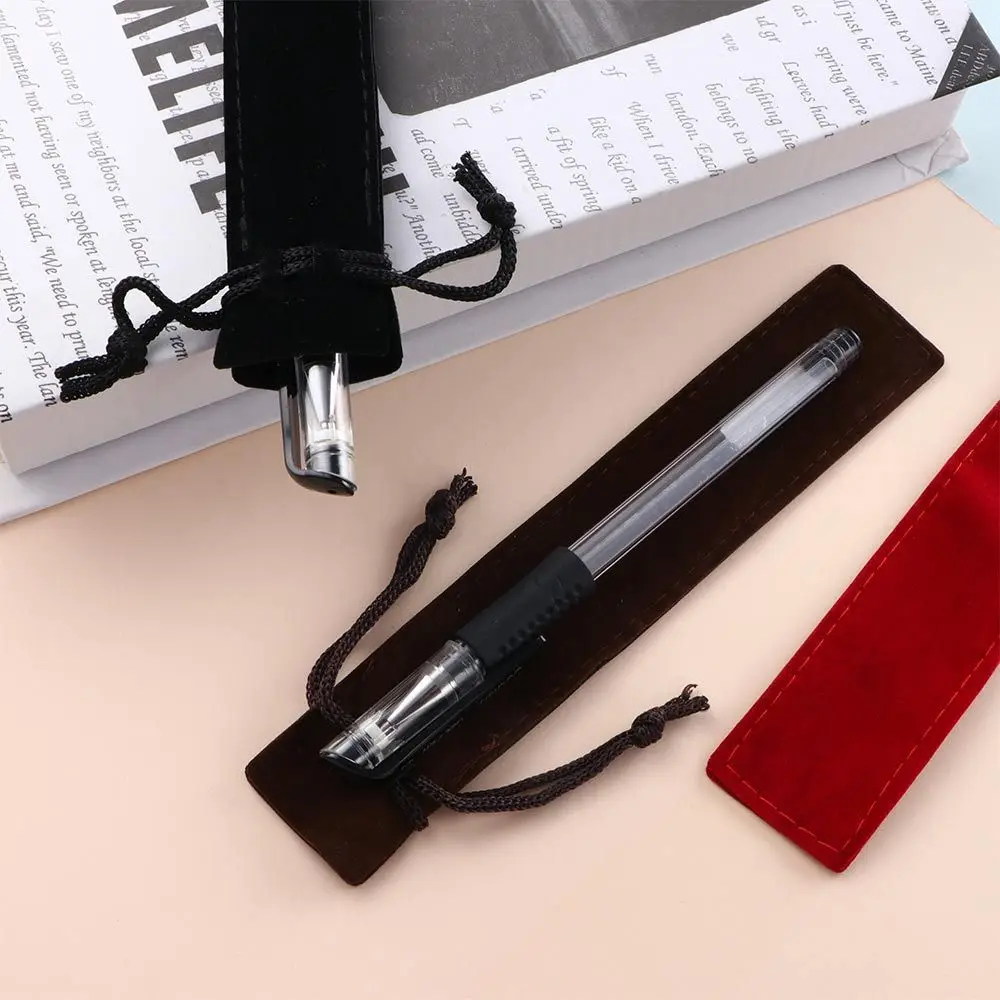 School Supplies 5 Colors Pen Sleeve Holder Fountain Pen With Rope Pencil Bag Velvet Pen Pouch Single Pencil Bag Pen Bag Case